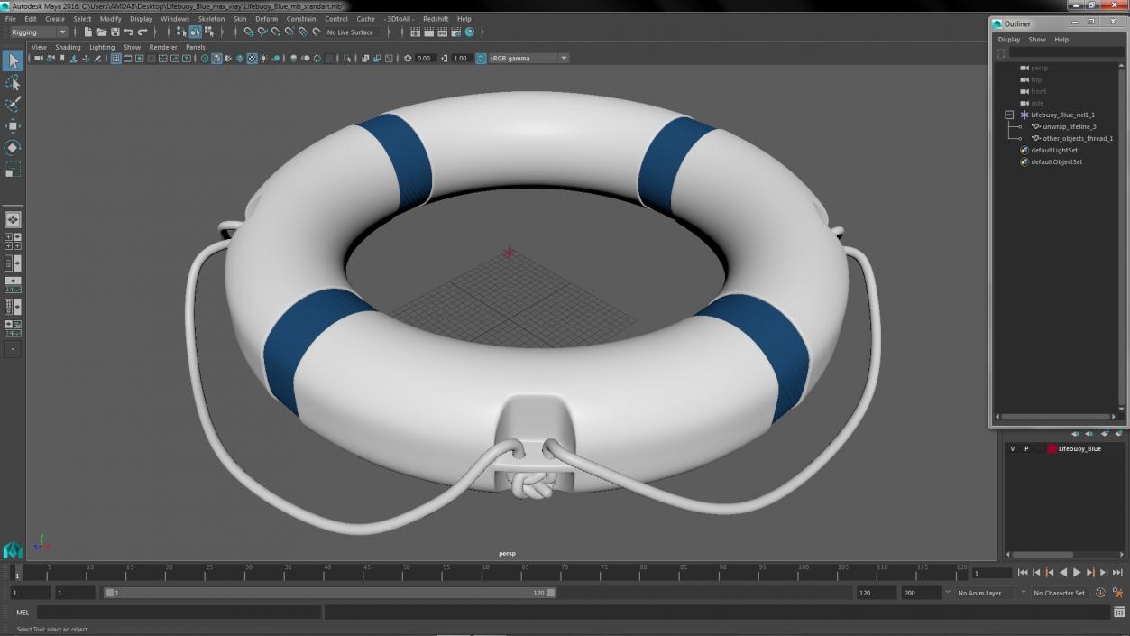 3D Lifebuoy Blue model