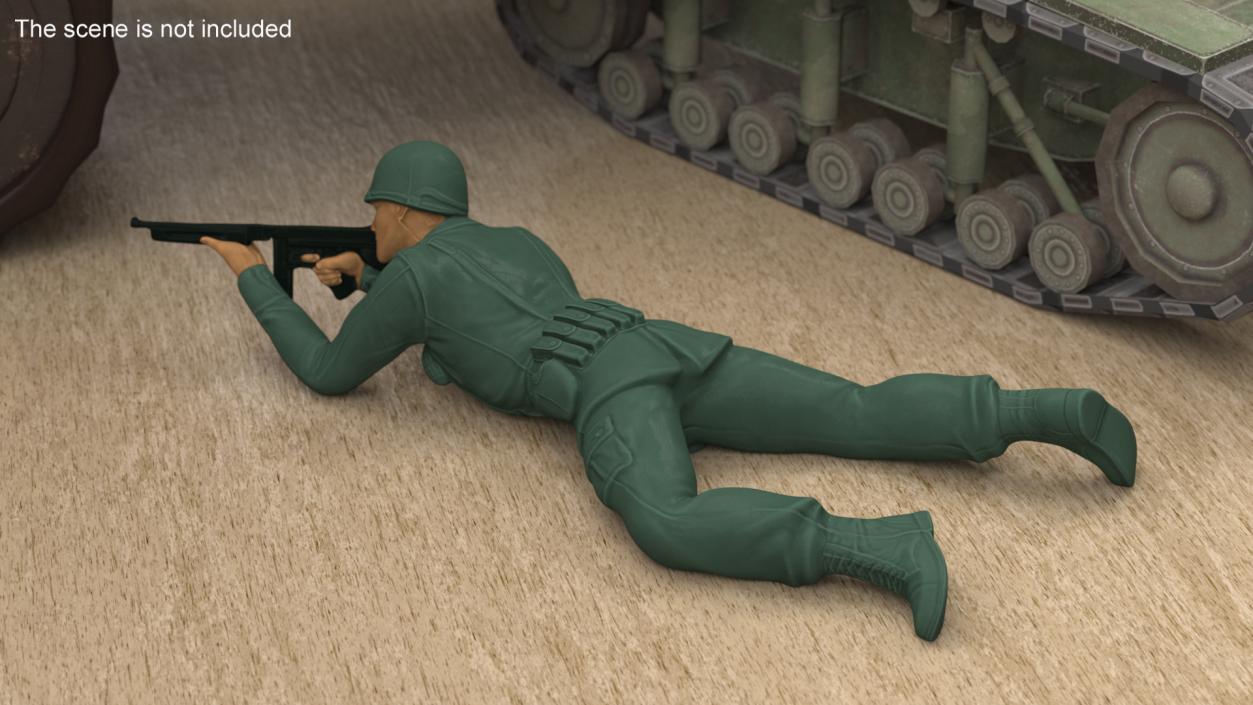 Lying Prone Toy Soldier Figurine 3D