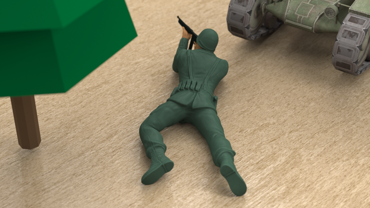 Lying Prone Toy Soldier Figurine 3D