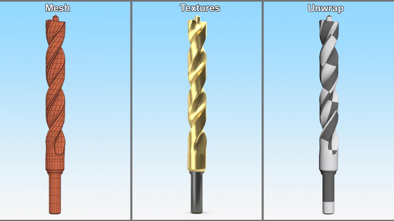 3D model Titanium Nitride Coated Pilot Point Drill Bit