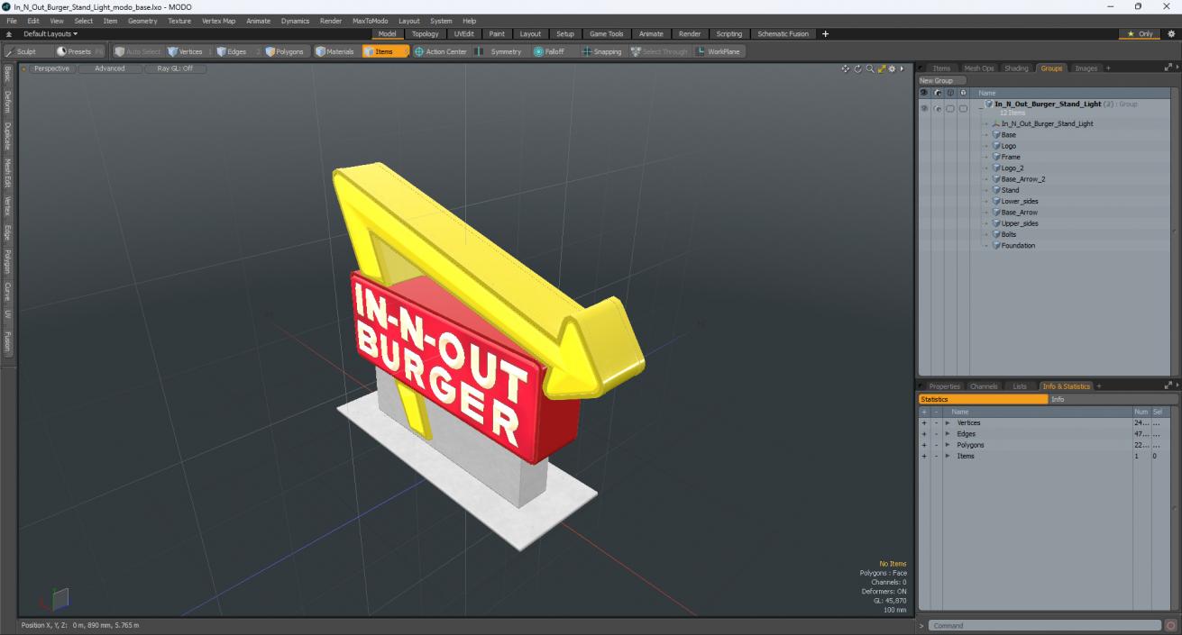 In N Out Burger Stand Light 2 3D model