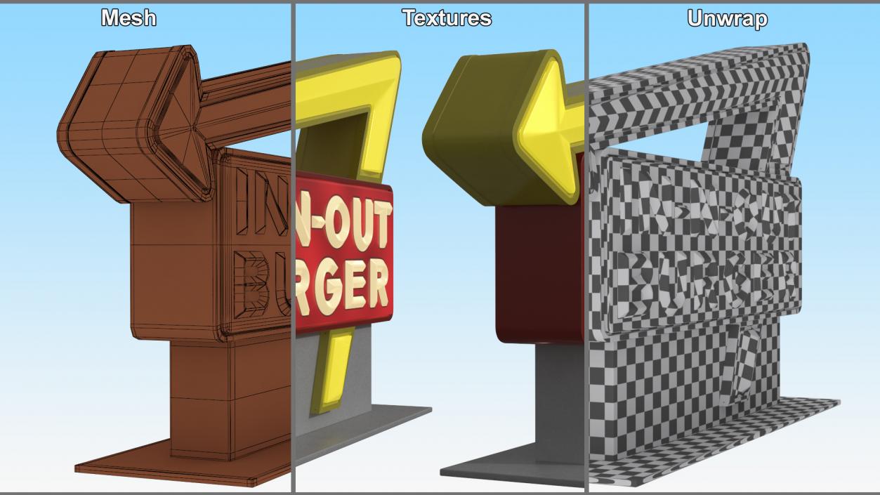 In N Out Burger Stand Light 2 3D model