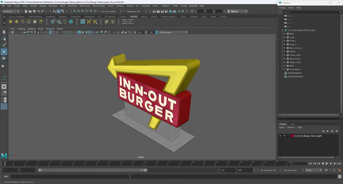 In N Out Burger Stand Light 2 3D model