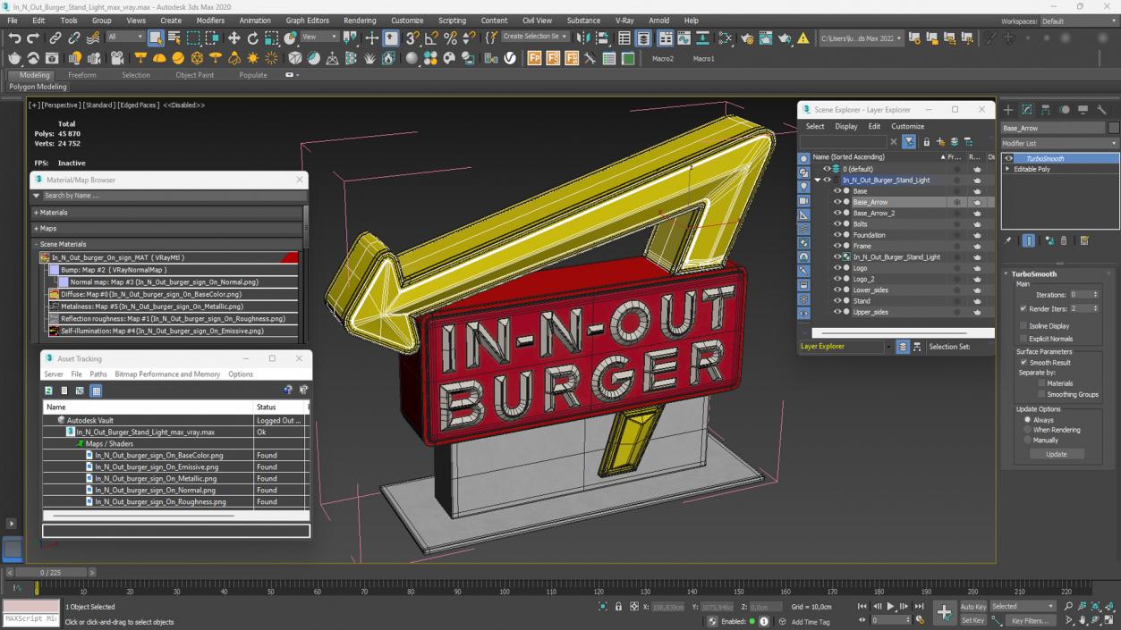 In N Out Burger Stand Light 2 3D model