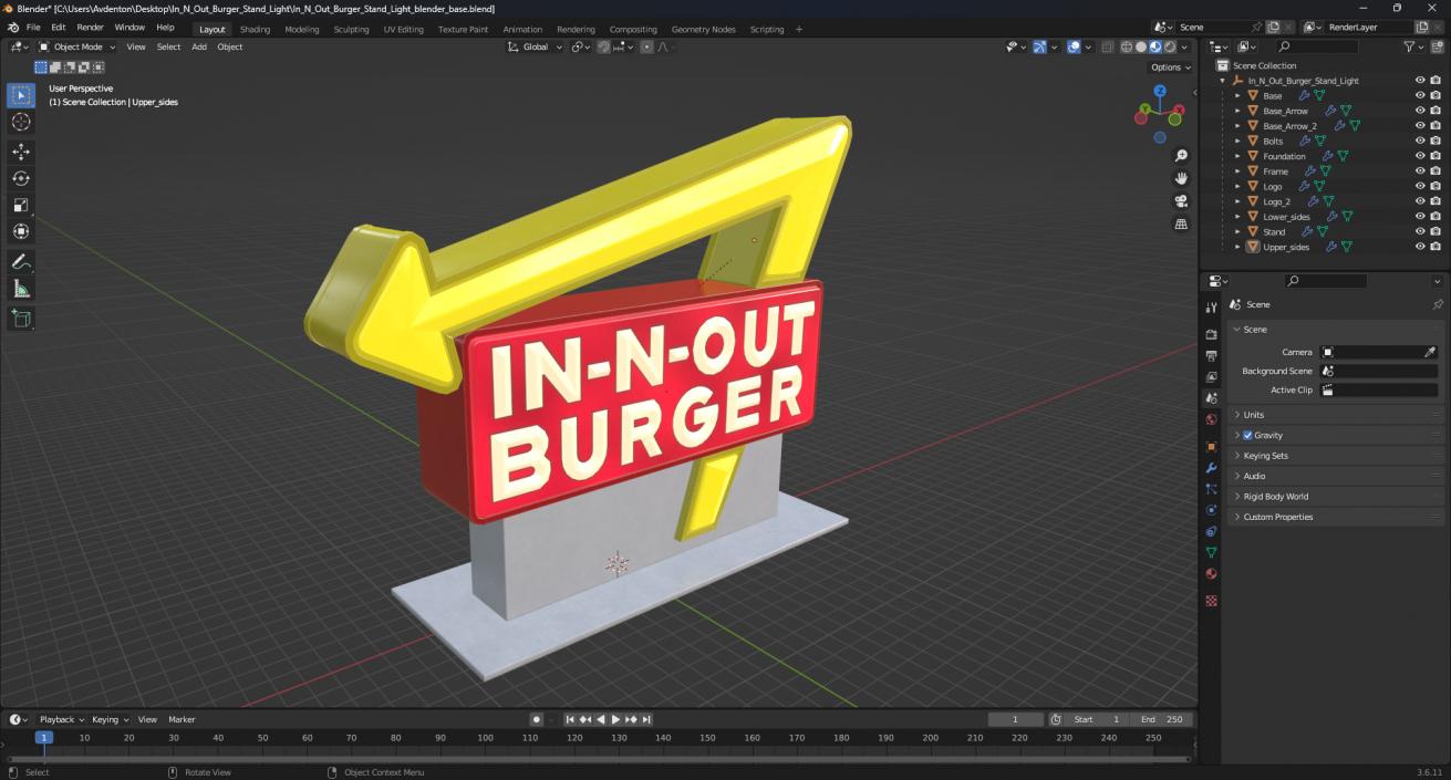 In N Out Burger Stand Light 2 3D model