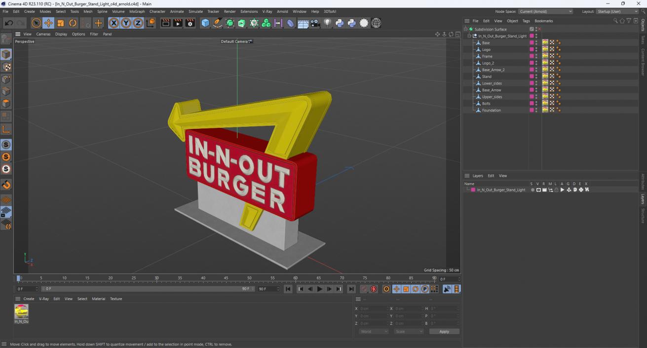 In N Out Burger Stand Light 2 3D model