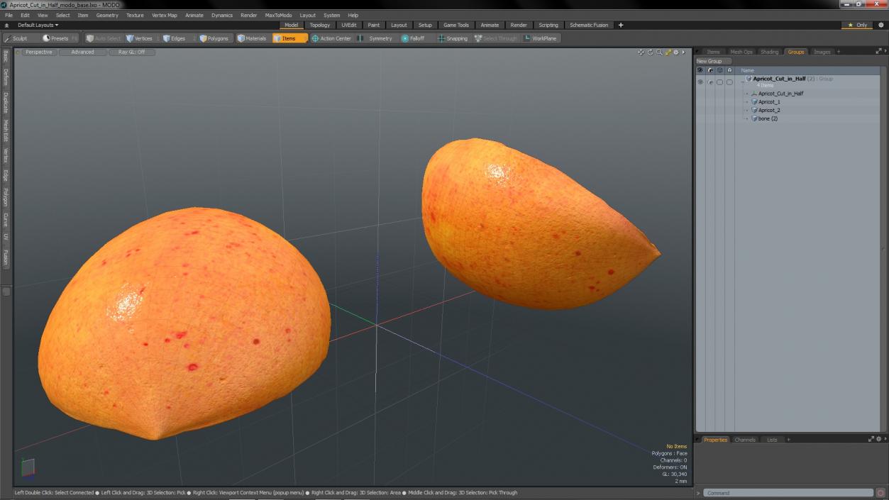 Apricot Cut in Half 3D model