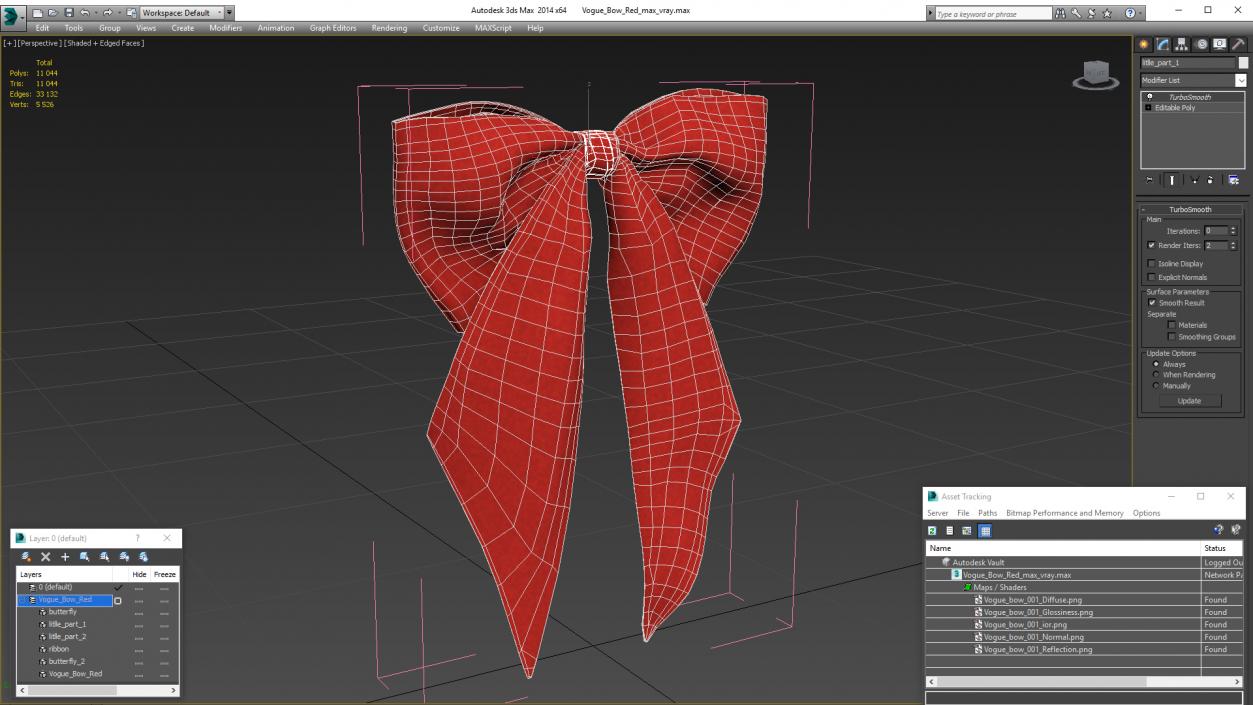 3D Vogue Bow Red model