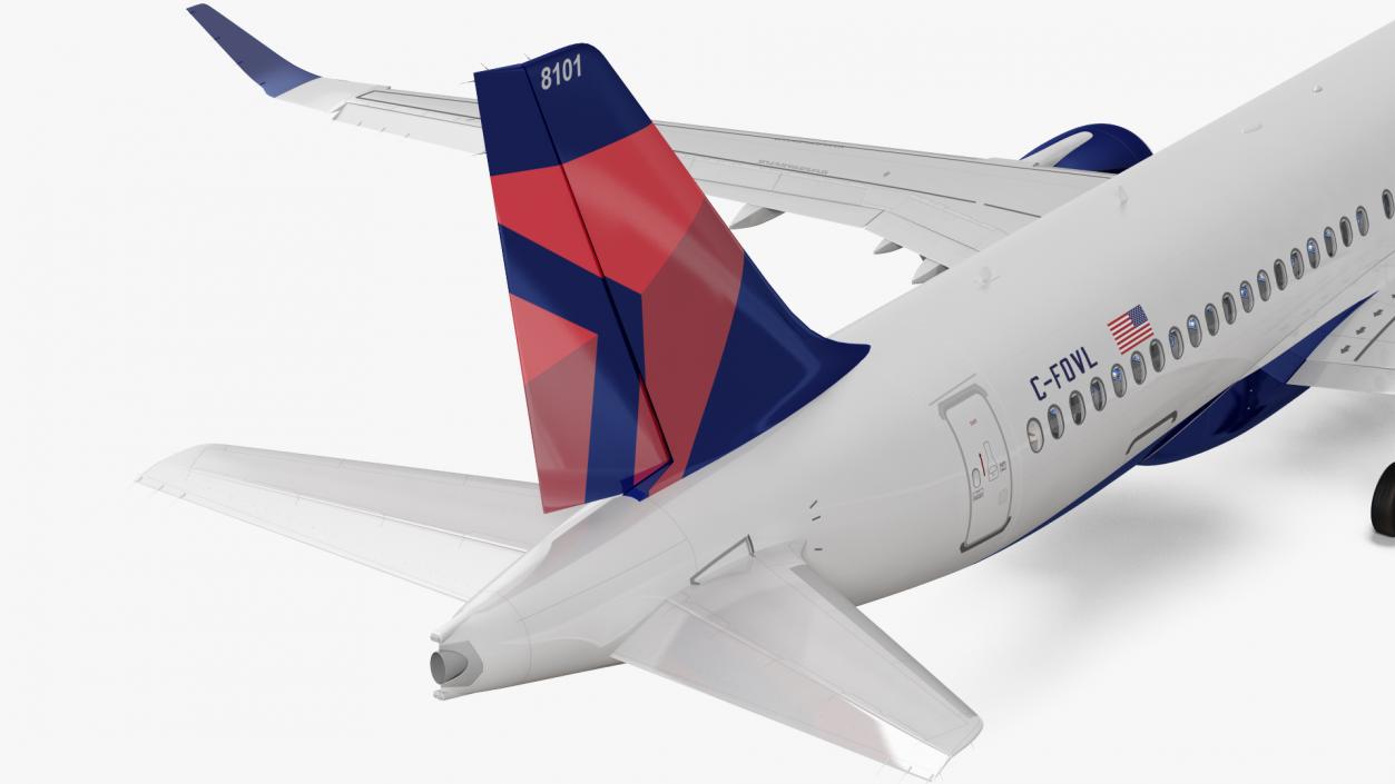 3D Airbus A220 100 Delta Detailed Interior Rigged