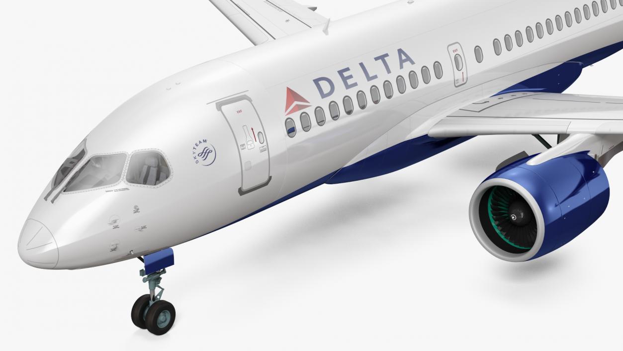 3D Airbus A220 100 Delta Detailed Interior Rigged