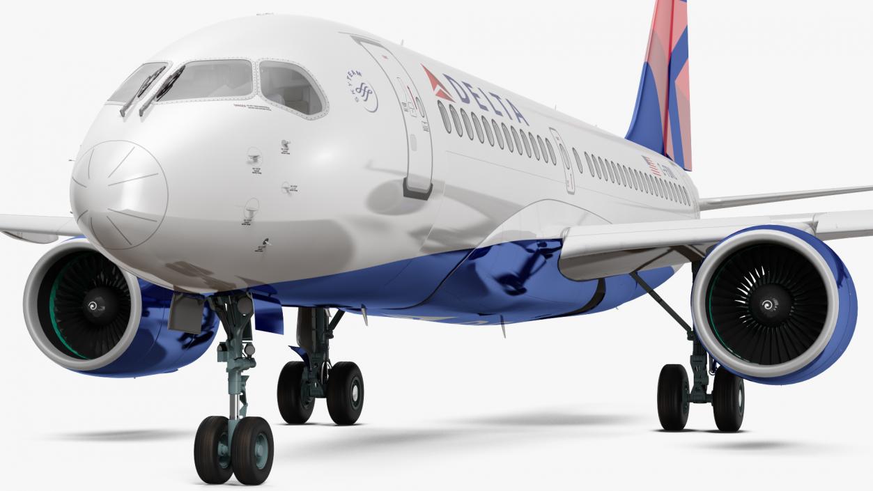 3D Airbus A220 100 Delta Detailed Interior Rigged