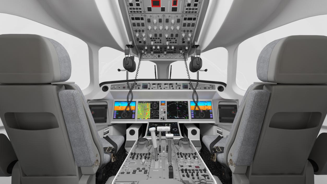 3D Airbus A220 100 Delta Detailed Interior Rigged