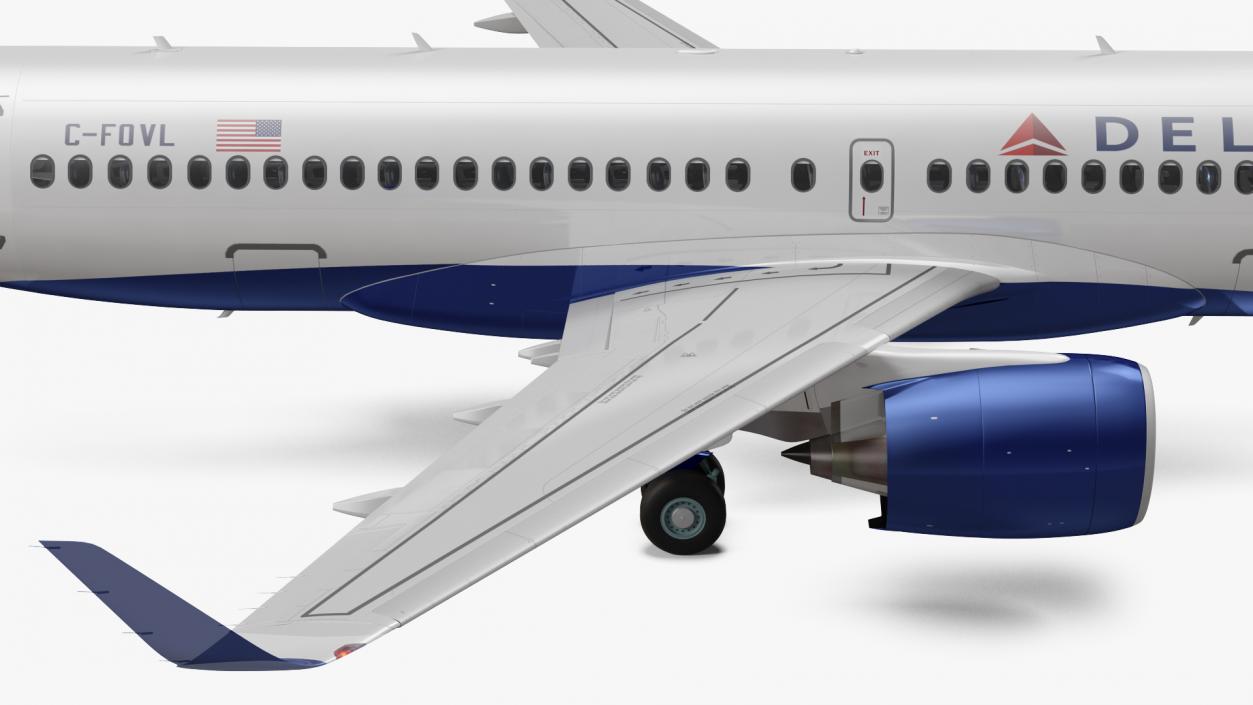 3D Airbus A220 100 Delta Detailed Interior Rigged