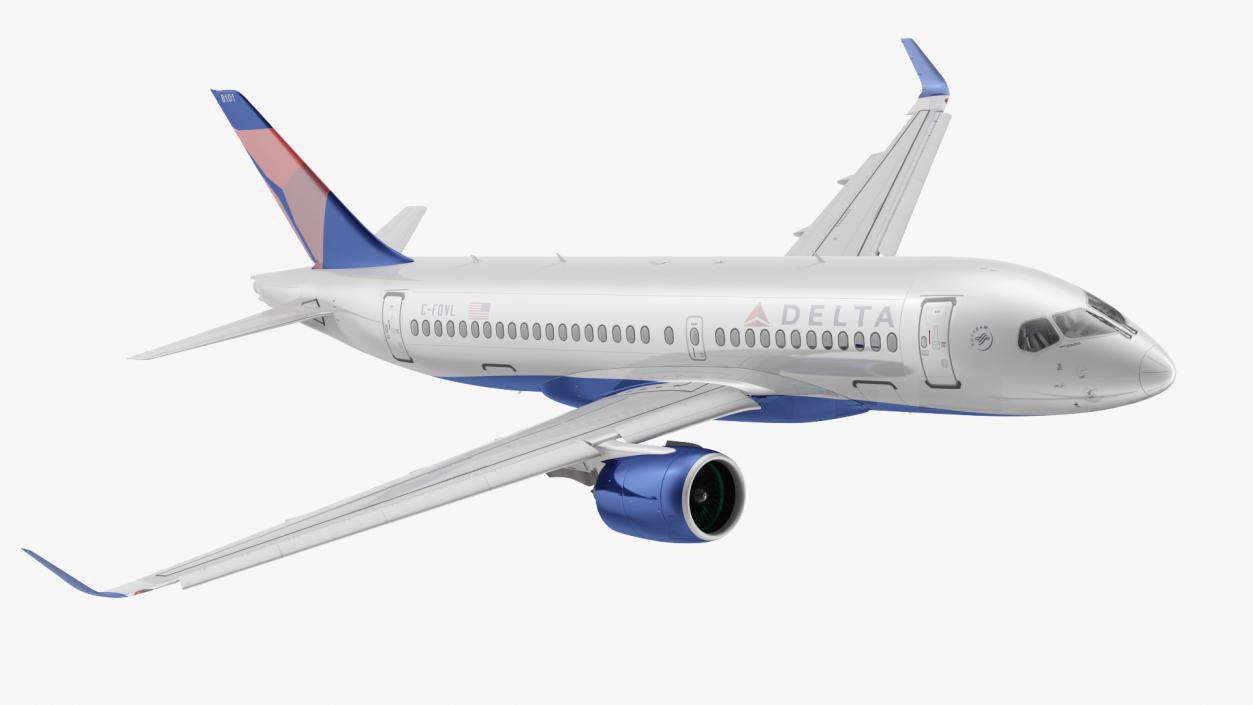 3D Airbus A220 100 Delta Detailed Interior Rigged