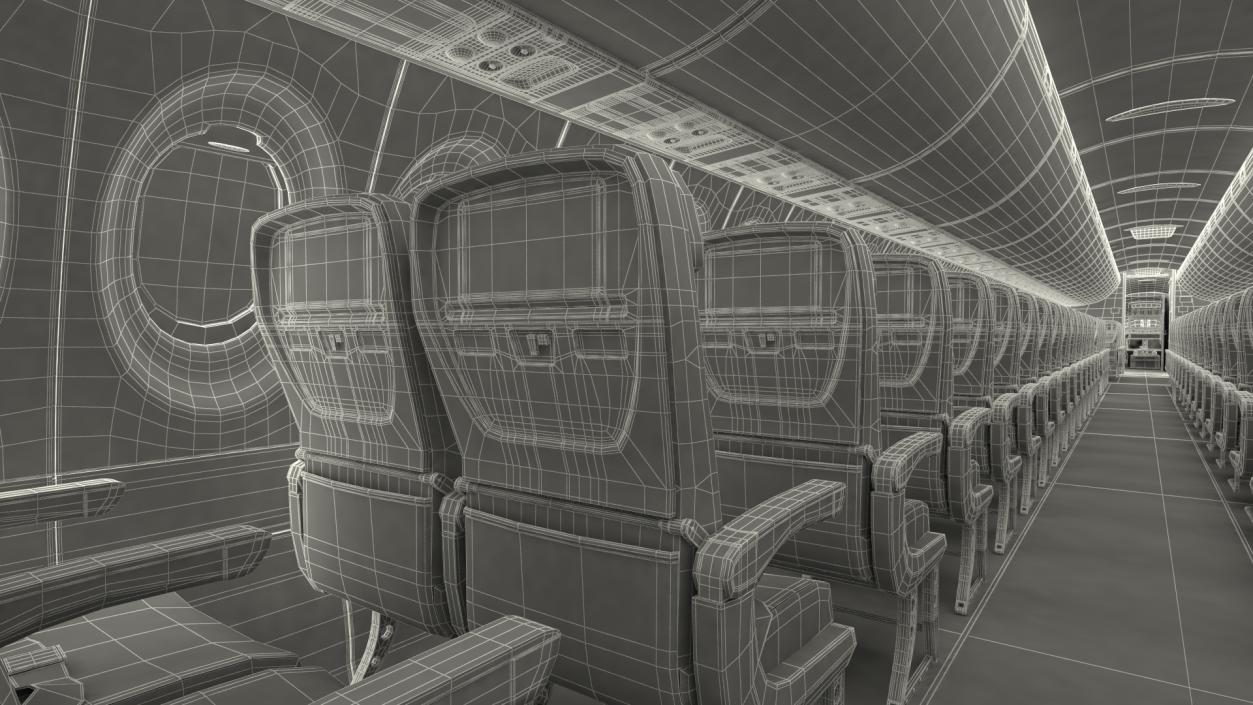 3D Airbus A220 100 Delta Detailed Interior Rigged