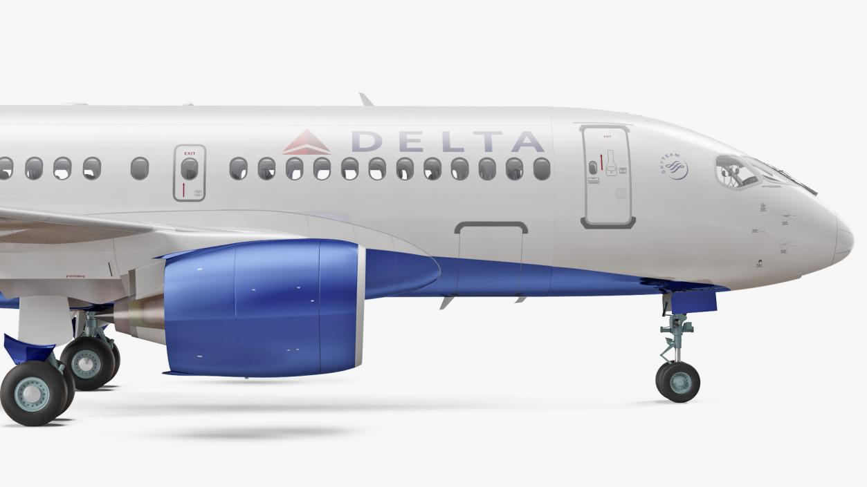 3D Airbus A220 100 Delta Detailed Interior Rigged