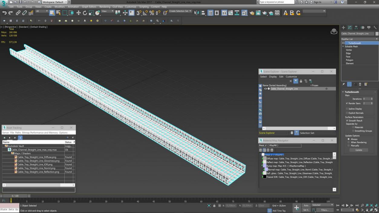 Cable Tray Straight Line 3D model