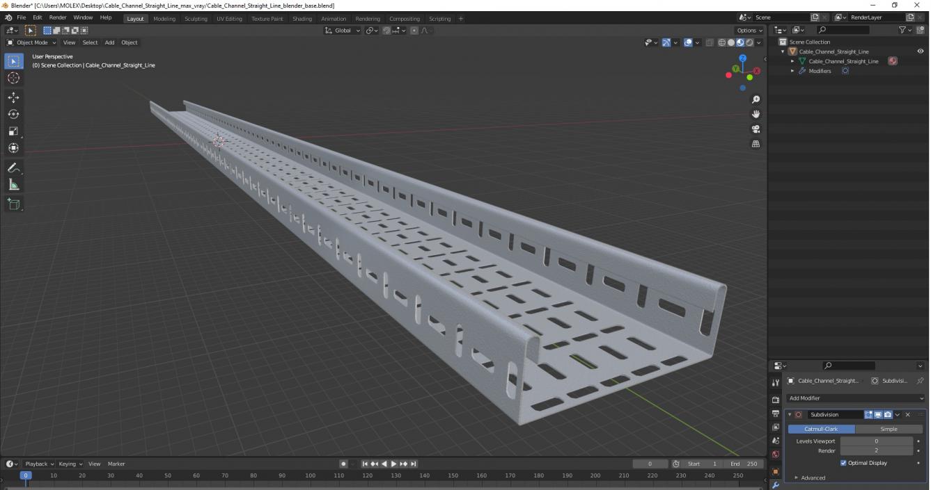 Cable Tray Straight Line 3D model