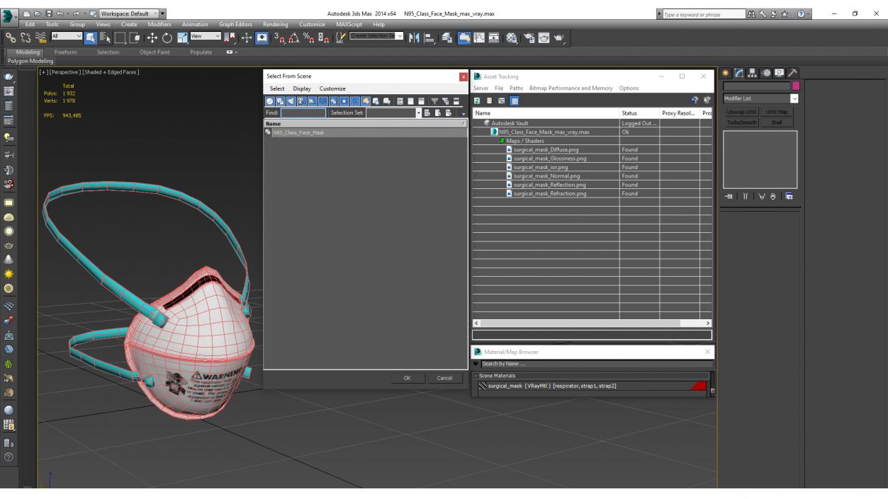 N95 Class Face Mask 3D model