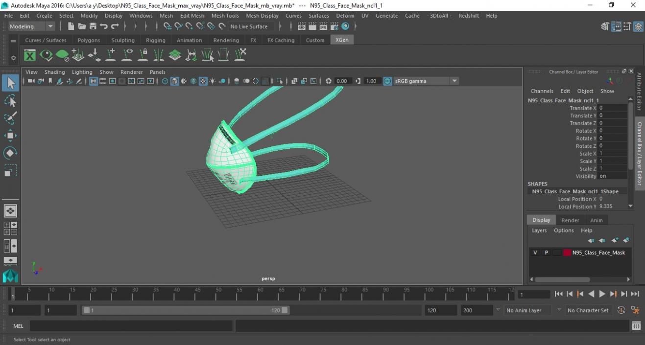 N95 Class Face Mask 3D model