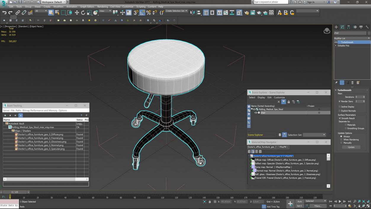 3D model Rolling Medical Spa Stool