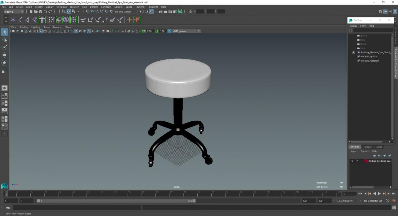 3D model Rolling Medical Spa Stool