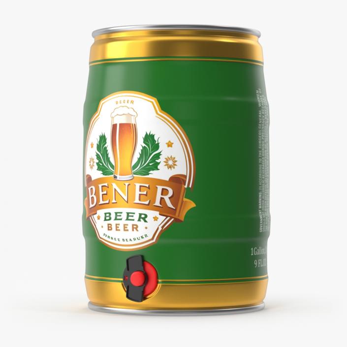 Beer Keg with Tap and Label 3D