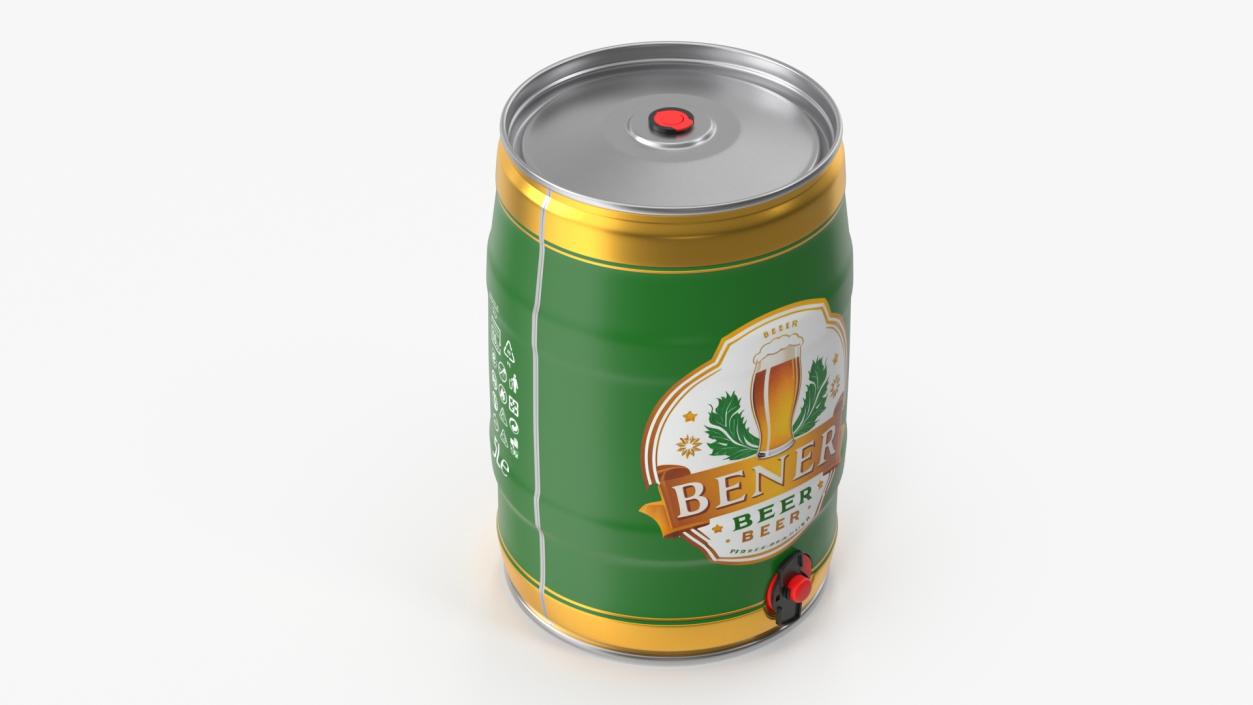 Beer Keg with Tap and Label 3D