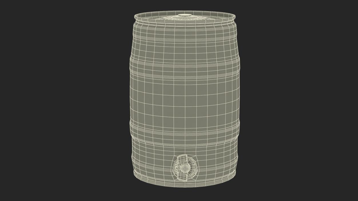 Beer Keg with Tap and Label 3D