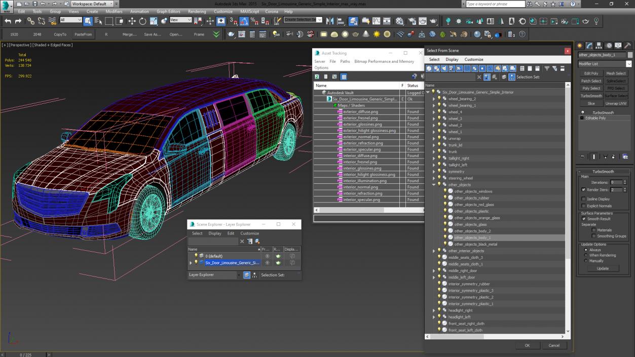 Six Door Limousine Generic Simple Interior 3D