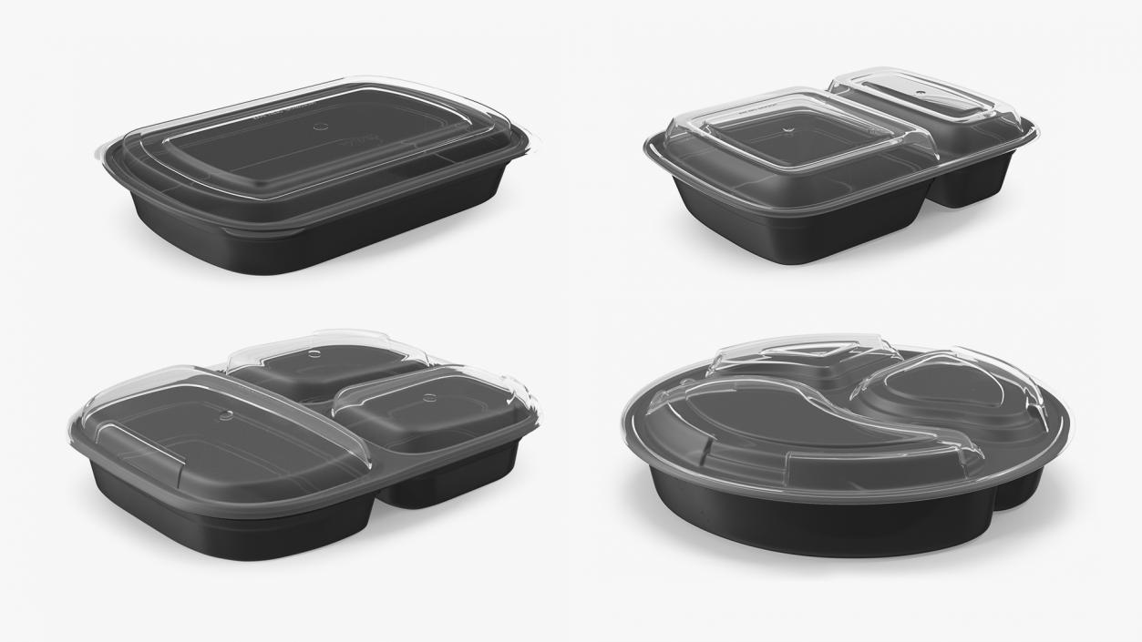 3D Plastic Food Containers with Clear Lid Collection 2