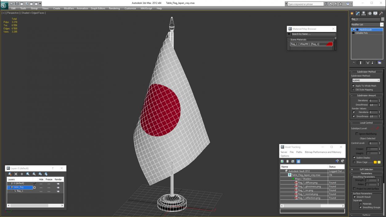 3D Table Flag Japan