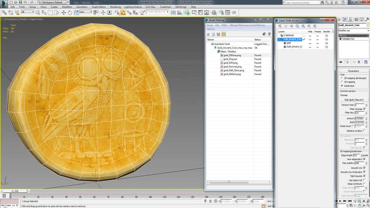 Gold Ancient Coin 3D