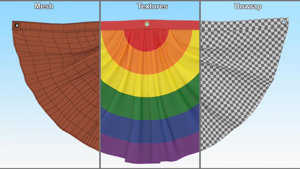 3D Rainbow Pride Bunting Flag