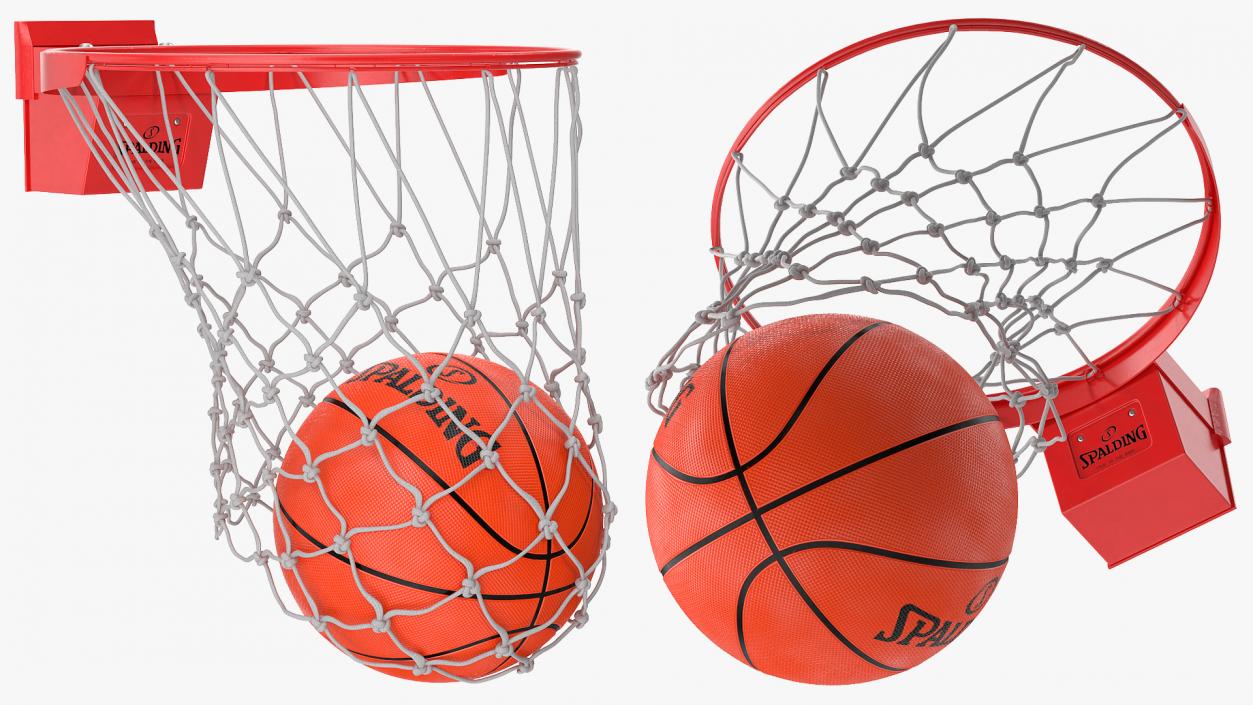 3D model Animated Spalding Basketball Falls Through the Net