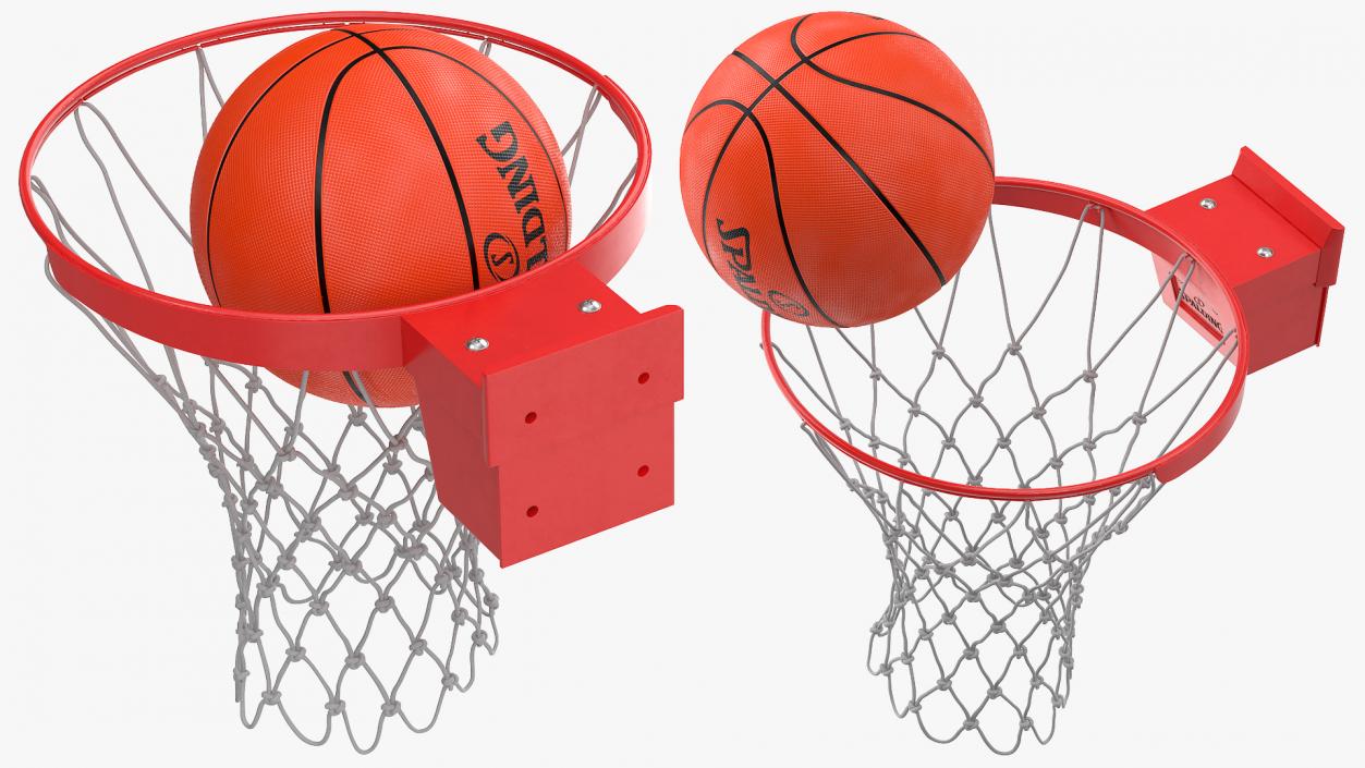 3D model Animated Spalding Basketball Falls Through the Net