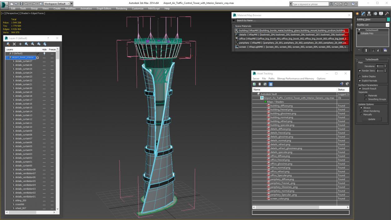 3D model Airport Air Traffic Control Tower with Interior Generic