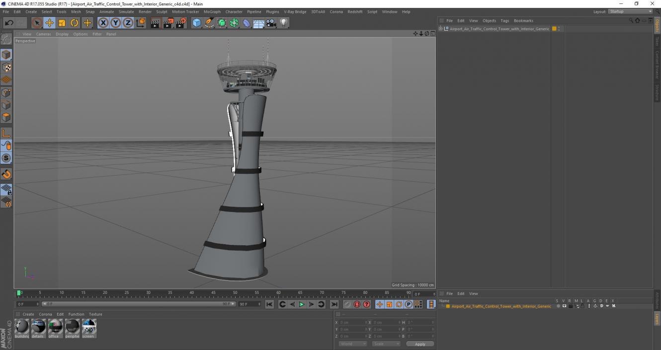 3D model Airport Air Traffic Control Tower with Interior Generic