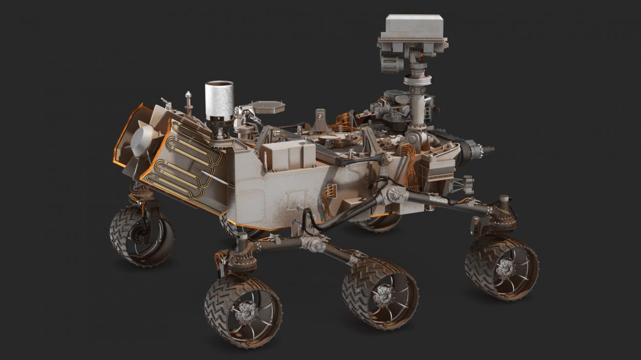 3D Curiosity Mars Rover Dusty Rigged model