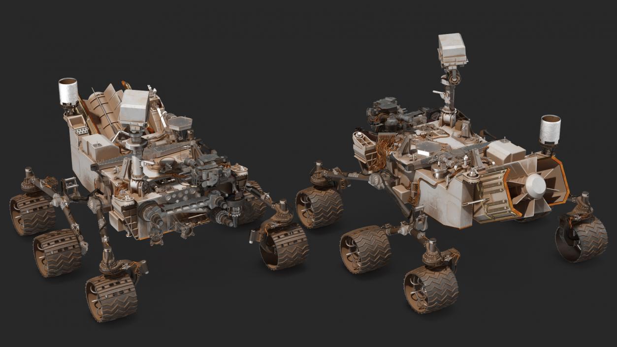 3D Curiosity Mars Rover Dusty Rigged model