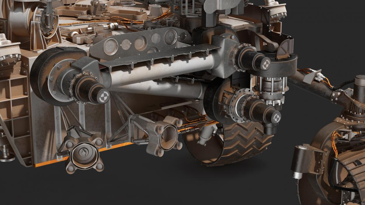 3D Curiosity Mars Rover Dusty Rigged model