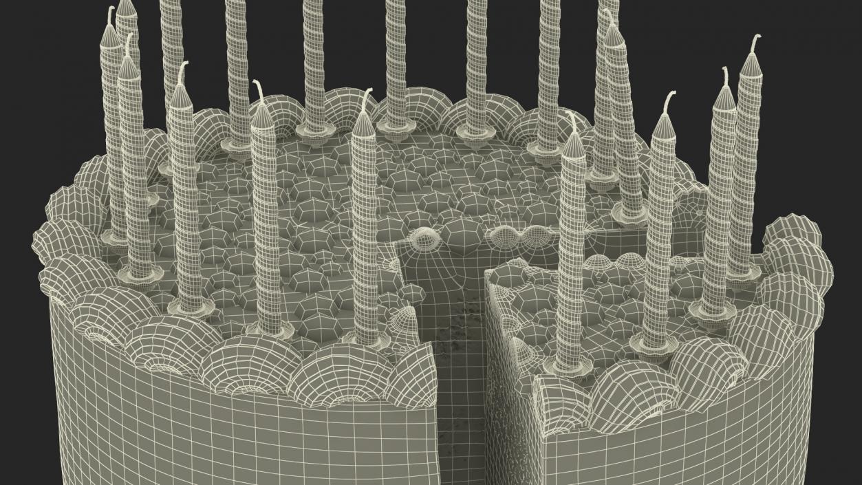 3D model Birthday Cake with Candles and Slice Cut