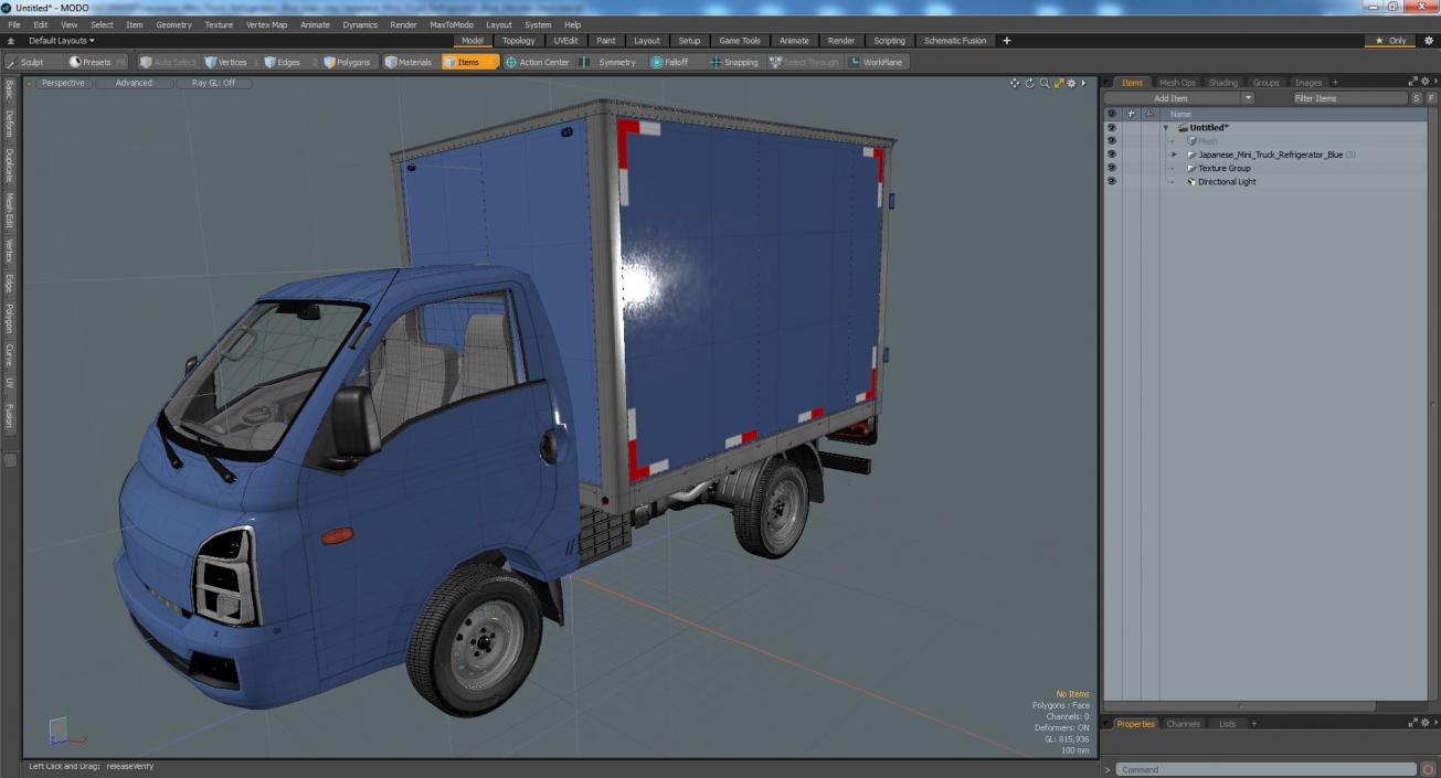 Japanese Mini Truck Refrigerator Blue 3D