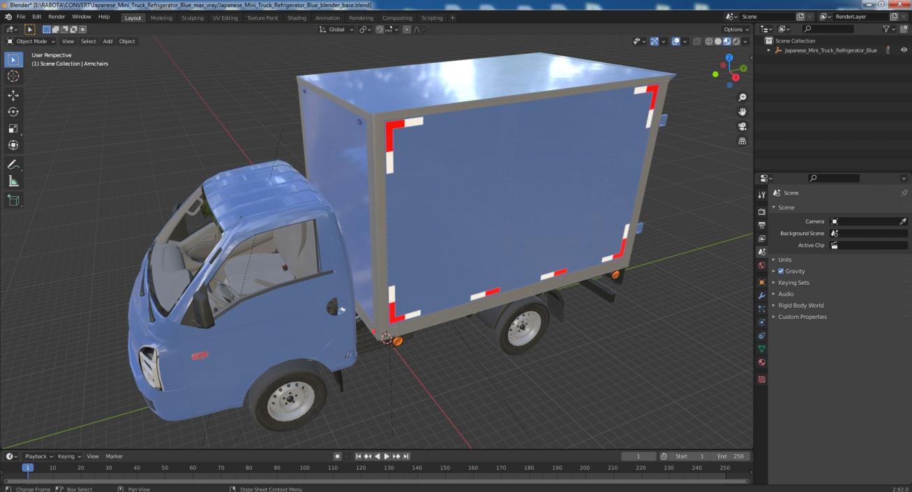 Japanese Mini Truck Refrigerator Blue 3D