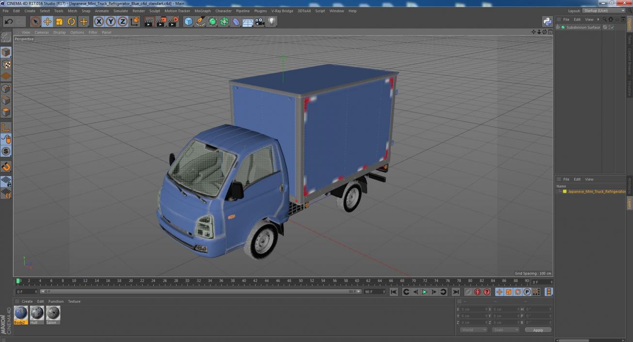 Japanese Mini Truck Refrigerator Blue 3D