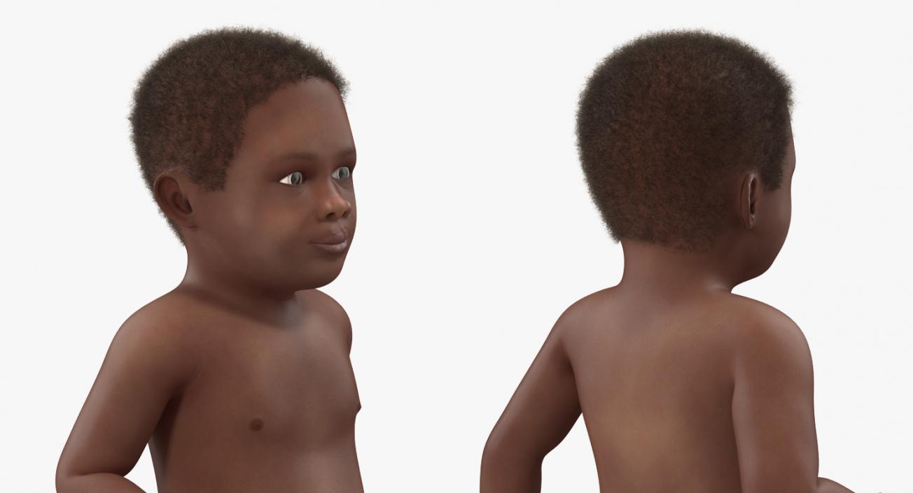 3D African American Baby Walking with Fur model