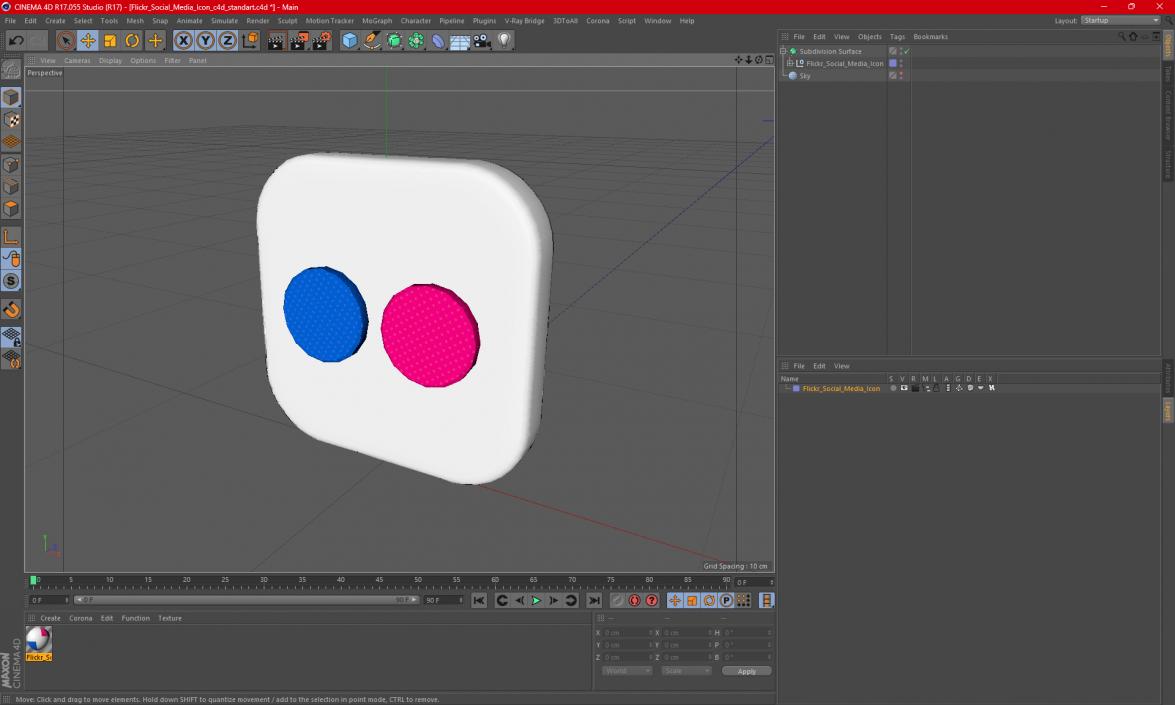 Flickr Social Media Icon 3D model