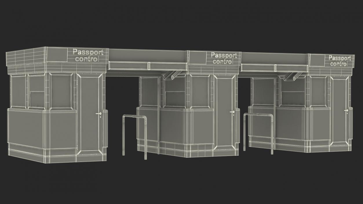 3D Airport Passport Control Counter White model