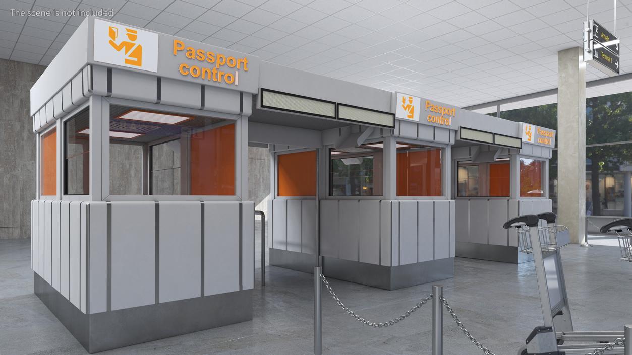 3D Airport Passport Control Counter White model