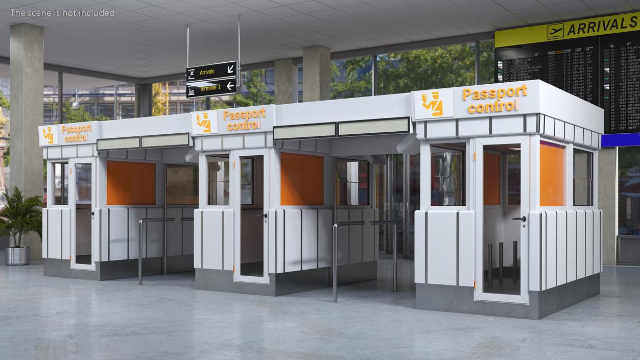 3D Airport Passport Control Counter White model